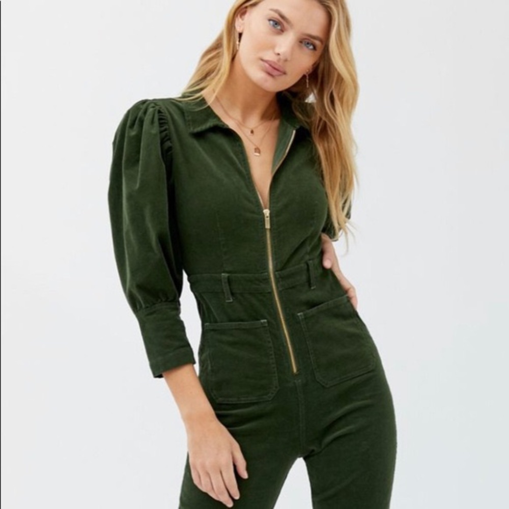 Weworewhat Olive Green Corduroy Jumpsuit